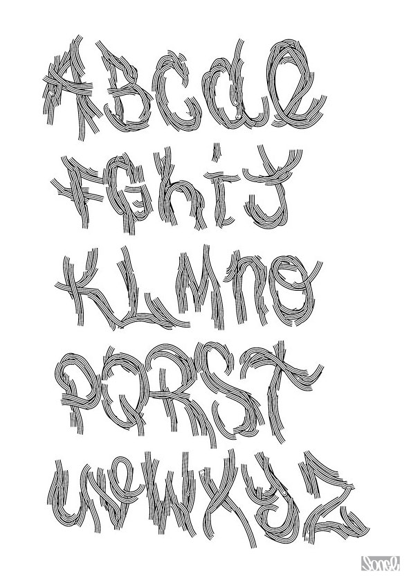 alphabet typographie, hand style